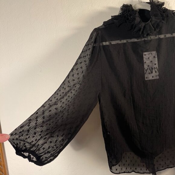 Zara Exaggerated Ruffle Blouse - Picture 6 of 7